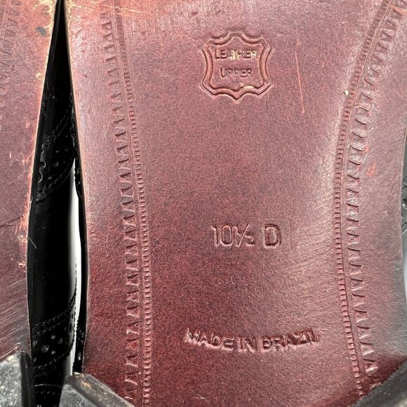 Giorgio Brutini 10.5D Black Wingtip Oxford Shoes Leather Made In Brazil Timeless - Picture 13 of 16